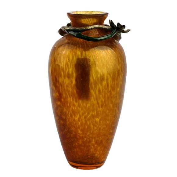 JAY STRONGWATER 5 1/8" MINI FROG LILY PAD AMBER VASE BRAND NEW NO BOX, AUTHENTIC - Picture 2 of 4